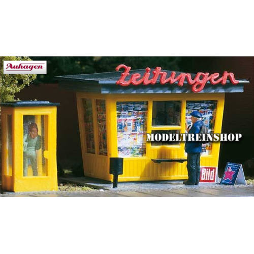 Auhagen HO 12340 Kranten Kiosk met Telefooncel - Modeltreinshop