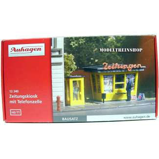 Auhagen HO 12340 Kranten Kiosk met Telefooncel - Modeltreinshop