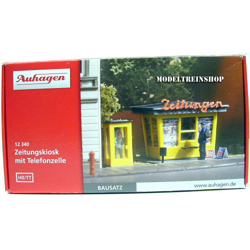 Auhagen HO 12340 Kranten Kiosk met Telefooncel - Modeltreinshop