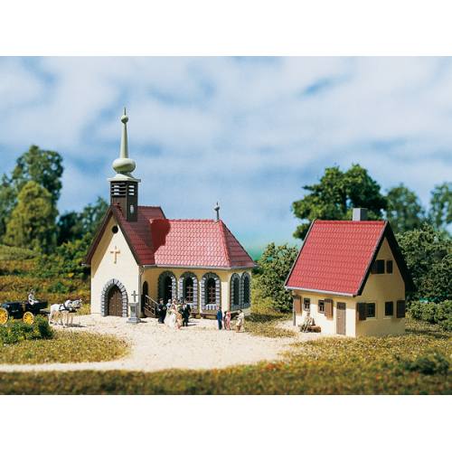 Auhagen N 14461 Dorpskerk met Pastorie - Modeltreinshop