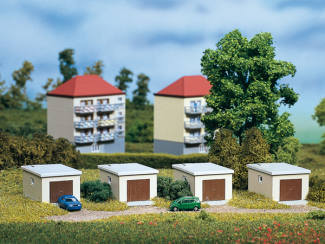 Auhagen N 14463 Garages 4 Stuks - Modeltreinshop