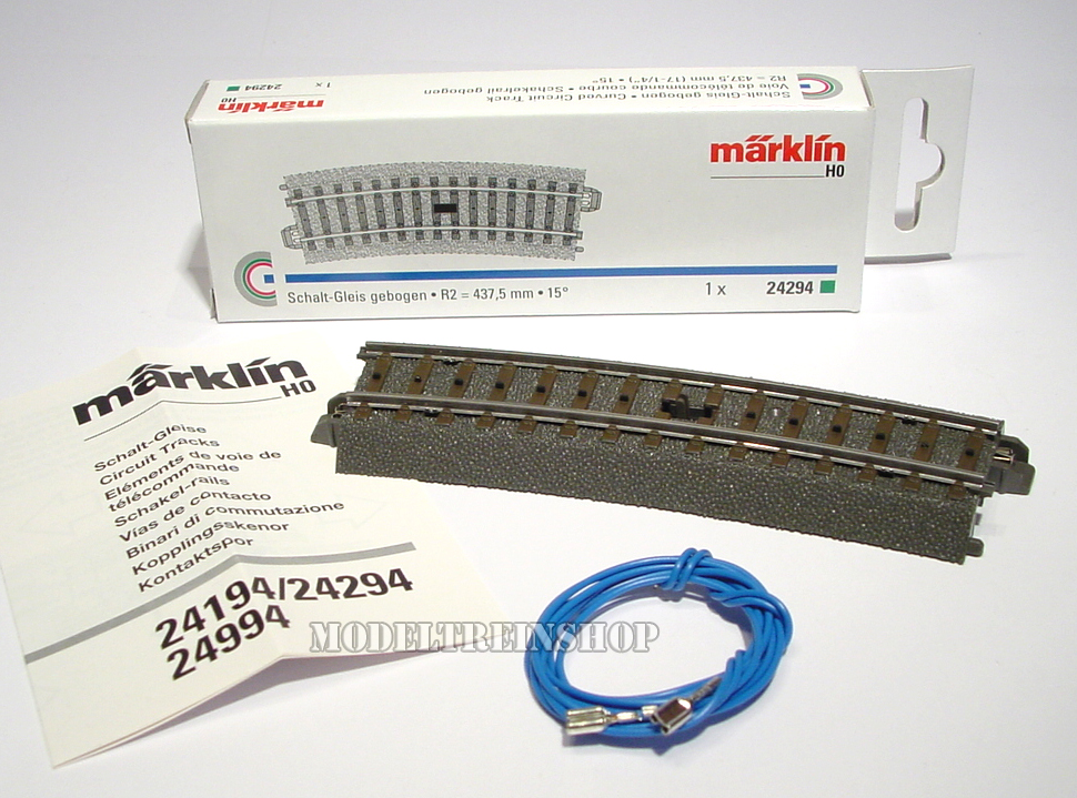 Marklin C Rail 24294 Schakelrail gebogen R2 = 437,5 mm. - Modeltreinshop