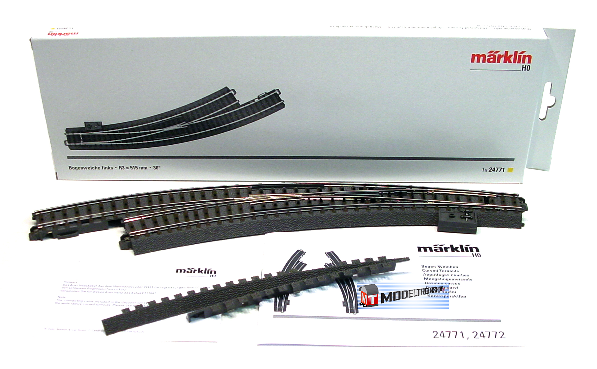 formeel Gronden praktijk Marklin C Rail 24771 Meegebogen wissel links 515 mm/30° - Modeltreinshop