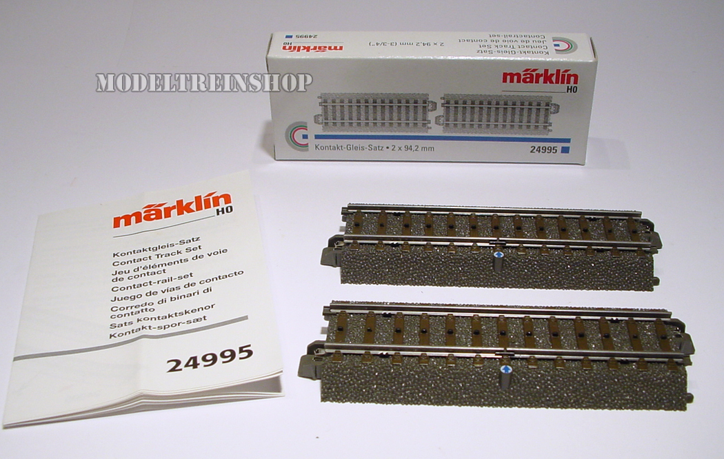 Marklin C Rail 24995 Set contactrails 2 rechte rails 94,2 mm - Modeltreinshop