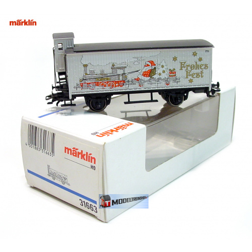 Marklin HO 31663 Gesloten goederenwagen met remhuisje Frohe Fest 1994 - Modeltreinshop