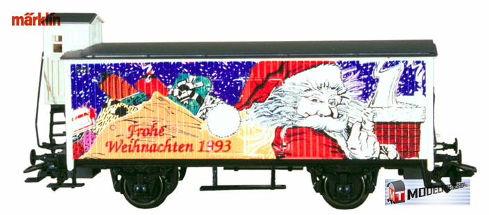 Marklin HO 31968 Gesloten goederenwagen met remhuisje Frohe Weihnachten 1993 - Modeltreinshop
