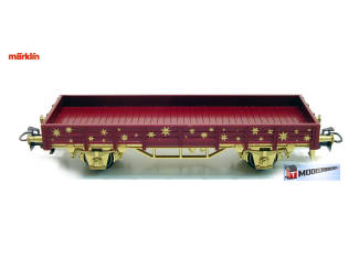 Marklin 4423 V17 Lage Boordwagen Weihnachten 2001 Roter mit goldenen Sternen - Kerst - Modeltreinshop
