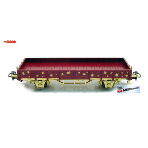 Marklin 4423 V17 Lage Boordwagen Weihnachten 2001 Roter mit goldenen Sternen - Kerst - Modeltreinshop