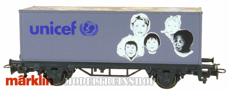 Marklin HO 44261 Container Verjaardags Wagen Unicef 1996 - Modeltreinshop