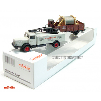 Marklin H0 48003 Museum Wagen Set 2003 open goederenwagen met remhuisje beladen met touwtrommel - Modeltreinshop