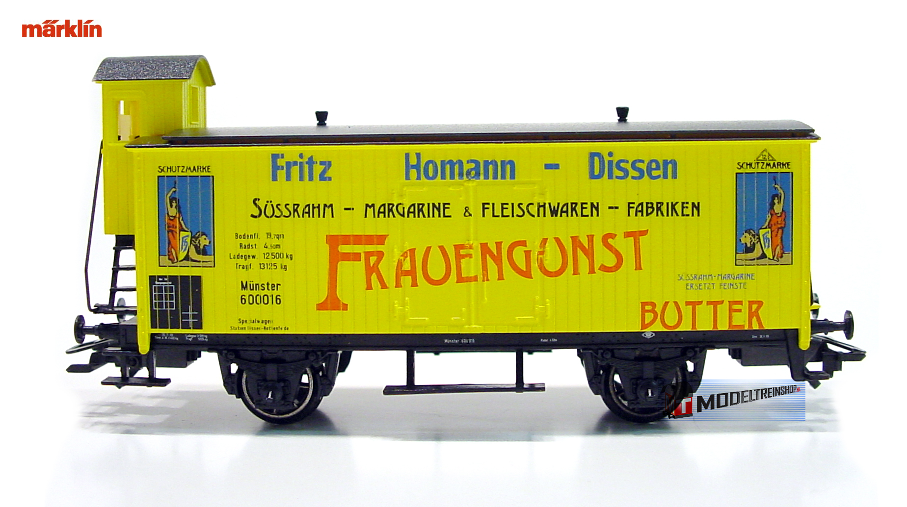 Marklin H0 4891 Wagen met Remhuisje FRAUENGUNST BUTTER" und "Fritz Homann - Dissen - Modeltreinshop