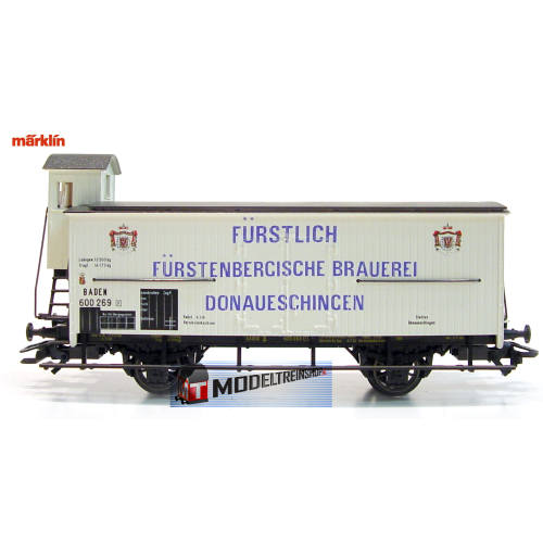 Marklin HO 4892 Bierwagen met Remhuisje FÜRSTLICH" und "FÜRSTENBERGISCHE BRAUEREI DONAUESCHINGEN - Modeltreinshop