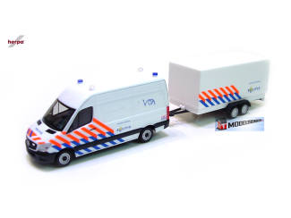 Herpa H0 937009 Mercedes Benz Sprinter Politie + aanhanger - Modeltreinshop