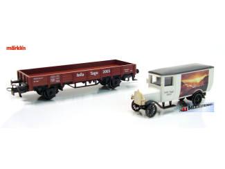 Marklin HO 94129 Lage Boordwagen met Mercedes Oldtimer Info Tage 2003 in Blikkendoos - Modeltreinshop