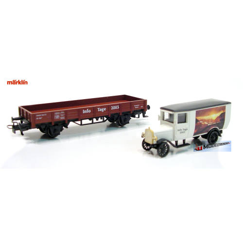 Marklin HO 94129 Lage Boordwagen met Mercedes Oldtimer Info Tage 2003 in Blikkendoos - Modeltreinshop