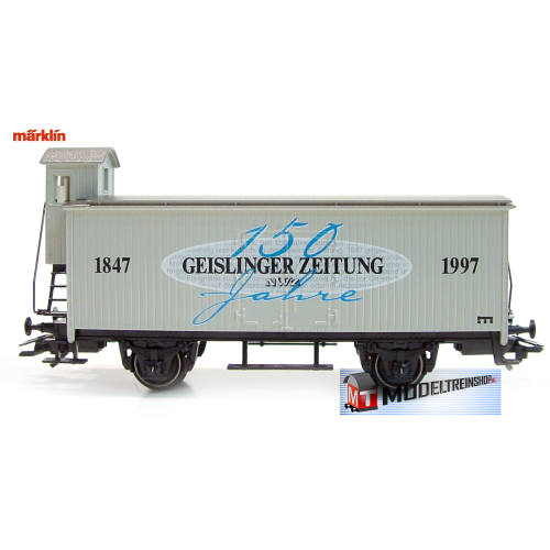 Marklin HO 4678 Gesloten Goederenwagen met remhuisje Geislinger Zeitung - Modeltreinshop