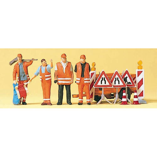 Preiser H0 10347 Wegwerkzaamheden afzettingen - Modeltreinshop