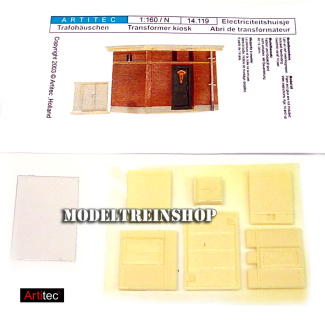 Artitec N 14.119 Elektriciteitshuisje bouwpakket Resin, ongeverfd - Modeltreinshop