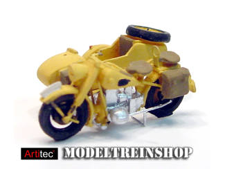 Artitec H0 387.68 BMW R75 met zijspan Civiel geel kant en klaar geverfd - Modeltreinshop