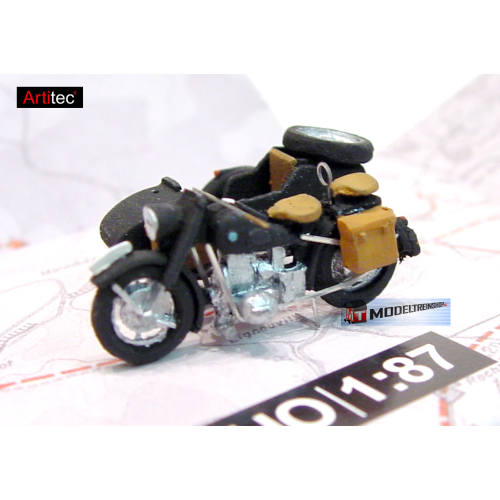 Artitec H0 387.68 BMW R75 met zijspan Civiel zwart kant en klaar geverfd - Modeltreinshop