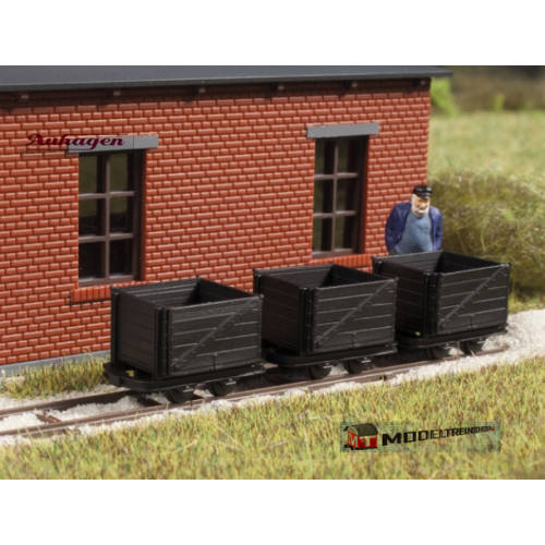 Auhagen H0 41706 Smalspoor Bak Wagens 3 stuks - Modeltreinshop