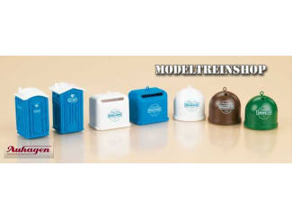 Auhagen H0 42593 Portable Toiletten en Recycling Containers - Modeltreinshop