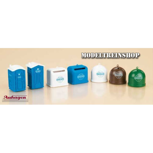 Auhagen H0 42593 Portable Toiletten en Recycling Containers - Modeltreinshop