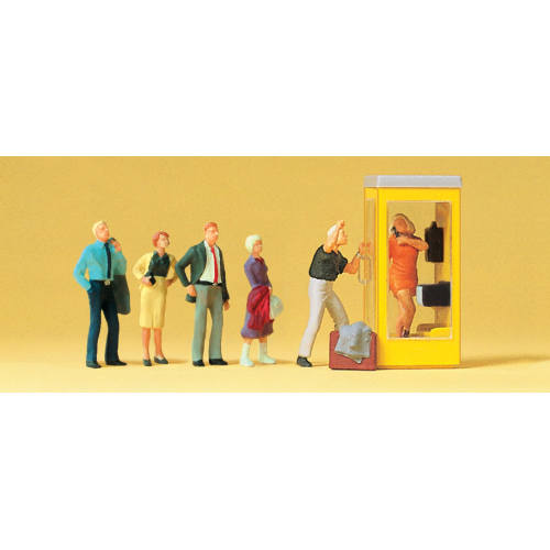 Preiser H0 10523 Wachtenden bij telefooncel - Modeltreinshop