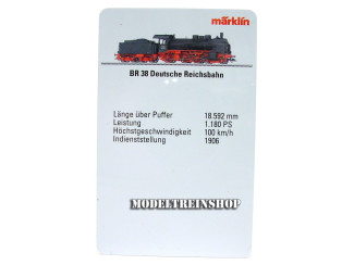 Marklin H0 60135 Loc kaart van Locomotief BR 38 Deutsche Reichsbahn - Modeltreinshop
