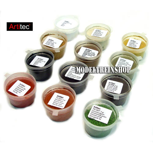 Artitec 70.000 Set poeders 12 Kleuren, modelbouwpoeder - Modeltreinshop