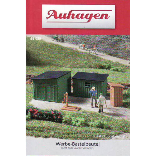 Auhagen H0 99030 Waterpomp, Houtschuur en Toilethuisje - Modeltreinshop