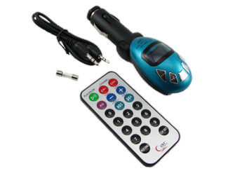Auto MP3 Speler Car MP3 FM modulator SD Kaart USB stick Blauw - Modeltreinshop