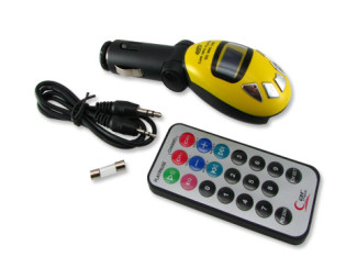 Auto MP3 Speler Car MP3 FM modulator SD Kaart USB stick Geel - Modeltreinshop