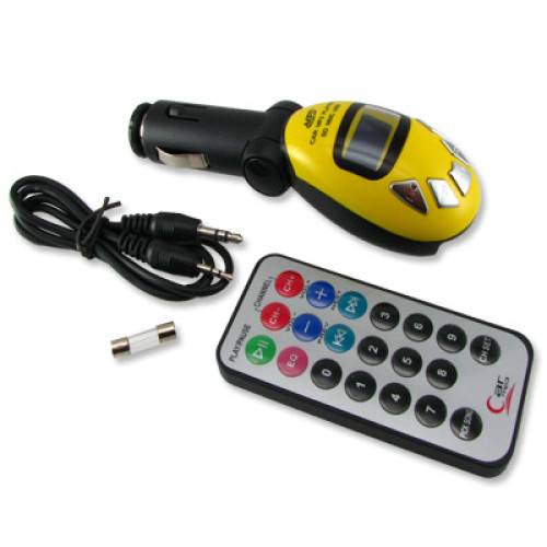 Auto MP3 Speler Car MP3 FM modulator SD Kaart USB stick Geel - Modeltreinshop