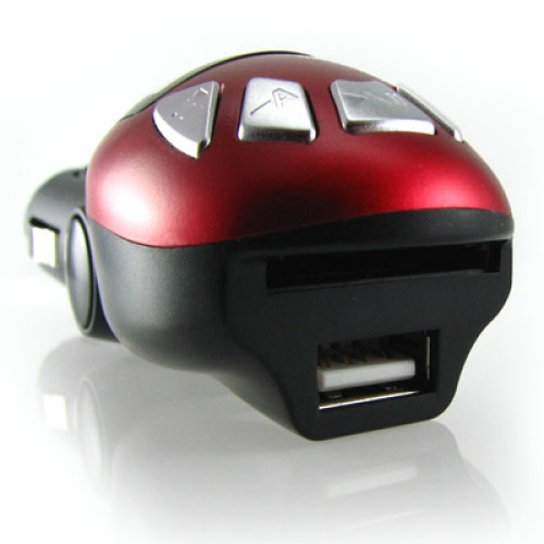 Auto MP3 Speler Car MP3 FM modulator SD Kaart USB stick Rood - Modeltreinshop