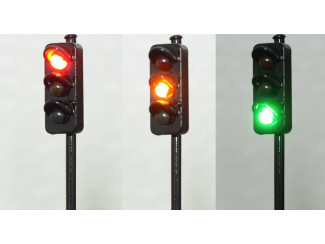 L-1015 H0 - Stoplicht met 3 Led - Groen / Oranje / Rood 16v - Modeltreinshop