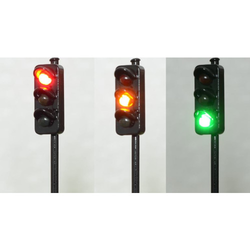 L-1015 H0 - Stoplicht met 3 Led - Groen / Oranje / Rood 16v - Modeltreinshop