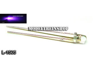 L-1505 - Clear Led 3mm Paars 3v - Modeltreinshop