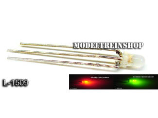L-1509 - 3 Pins Duo Led 3mm - Groen / Rood 3v - Modeltreinshop