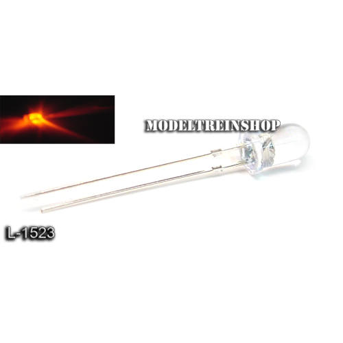 L-1523 - Clear Led 5mm Oranje/Rood 3v - Modeltreinshop