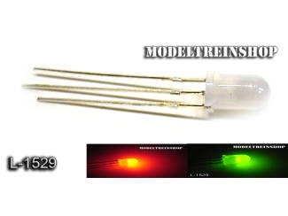 L-1529 - 3 Pins Duo Led 5mm - Groen / Rood 3v - Modeltreinshop