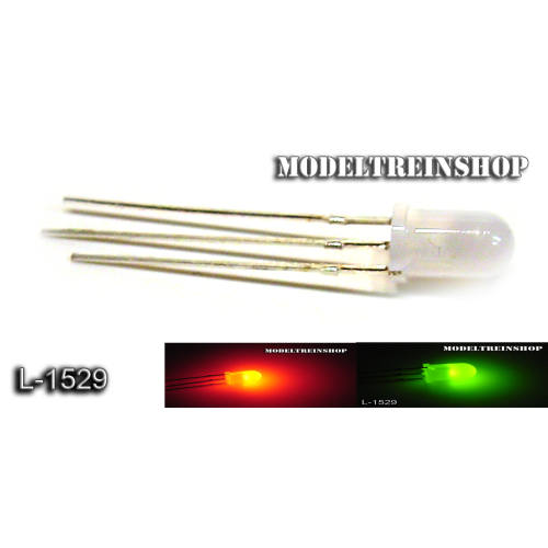 L-1529 - 3 Pins Duo Led 5mm - Groen / Rood 3v - Modeltreinshop