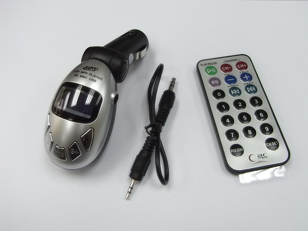 Auto MP3 Speler Car MP3 FM modulator SD Kaart USB stick Zilver - Modeltreinshop