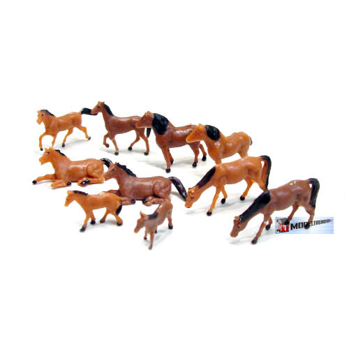 H0 P-506 Paarden 10 stuks - Modeltreinshop