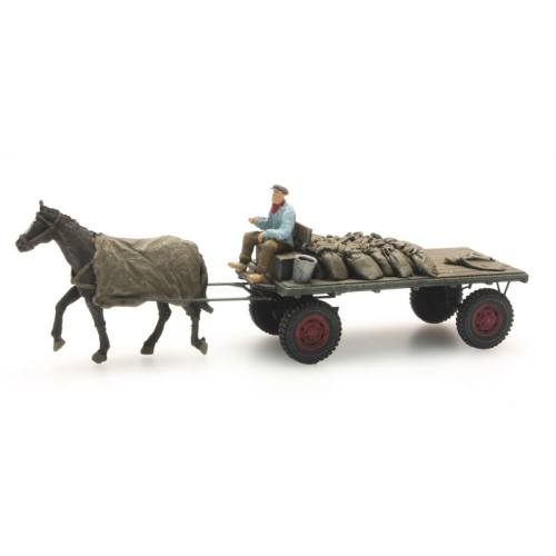 Artitec H0 387.276 Kolenwagen met paard kant-en-klaar geschilderd - Modeltreinshop