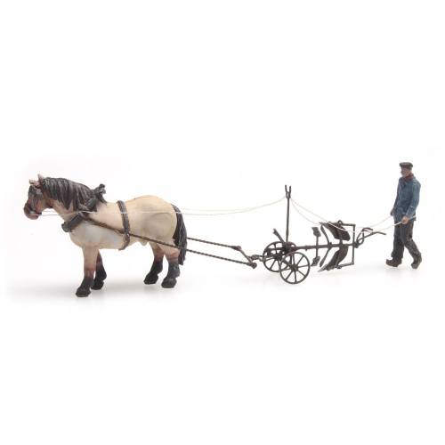 Artitec H0 387.392 Paard met ploeg kant en klaar geverfd - Modeltreinshop