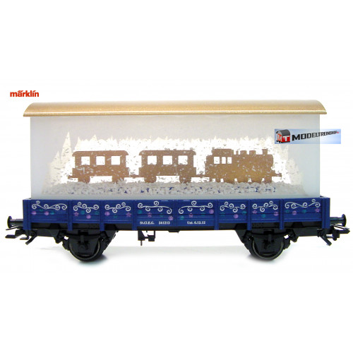 Marklin H0 48412 Lageboordwagen geladen met een sneeuwbol 2012 kerstwagen - Modeltreinshop