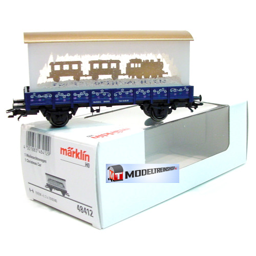 Marklin H0 48412 Lageboordwagen geladen met een sneeuwbol 2012 kerstwagen - Modeltreinshop