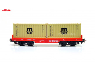 Marklin H0 29453 Containerwagen 2x 20 ft container Msc - Modeltreinshop