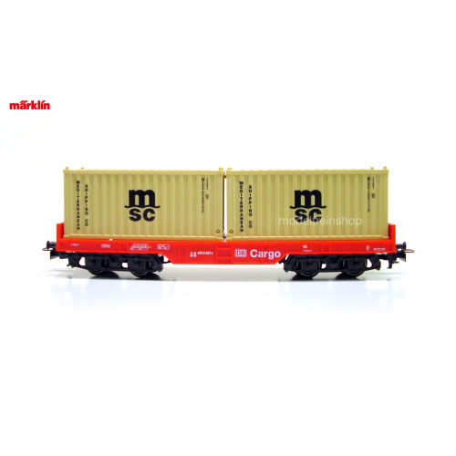 Marklin H0 29453 Containerwagen 2x 20 ft container Msc - Modeltreinshop